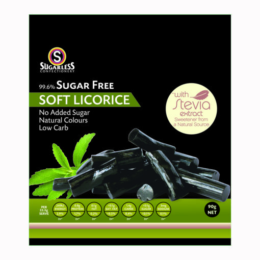 Soft Strawberry Licorice Pieces with Stevia 80g
