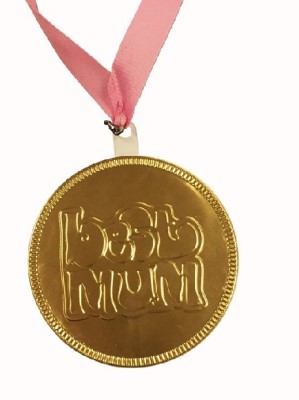 STEENLAND Chocolate Best Mum Medal Pink Ribbon 125mm