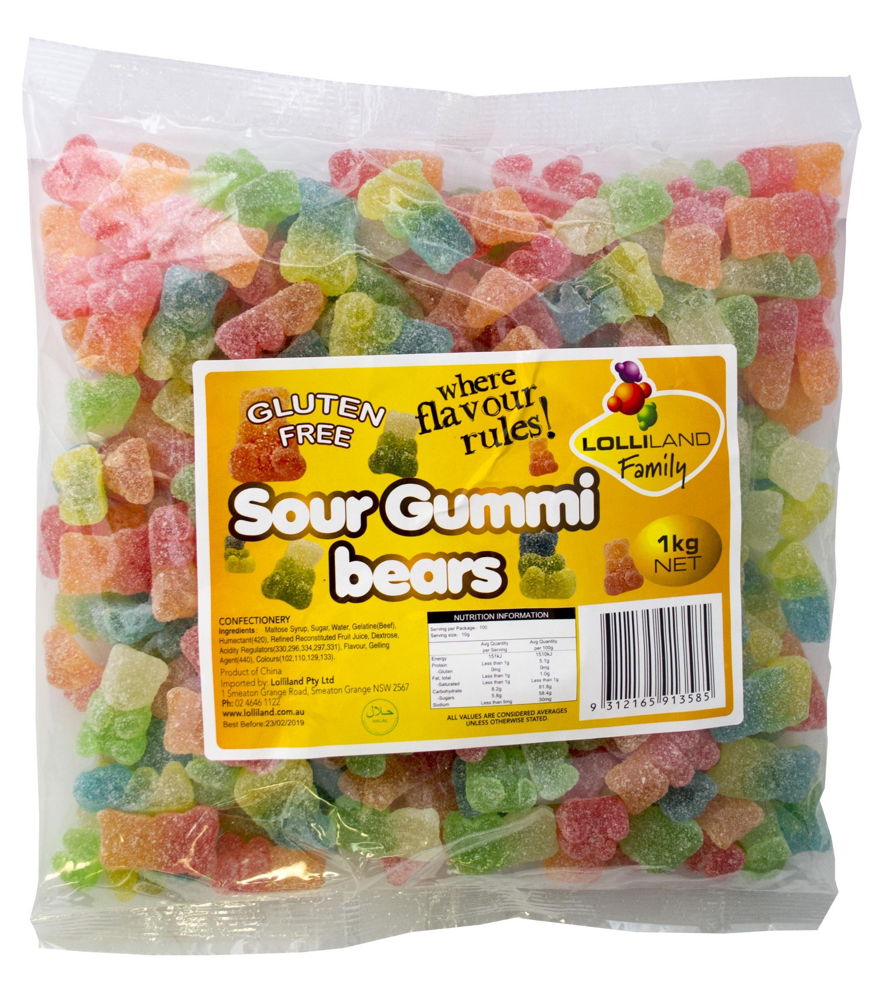 Lolliland Sour Gummi Bears Gluten Free 1kg - Sweetsworld - Chocolate Shop