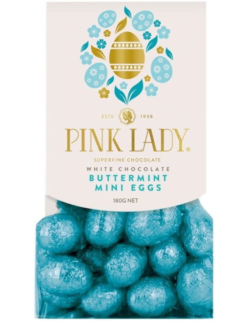 Pink Lady White Choc Buttermint Mini Eggs Bag 180g