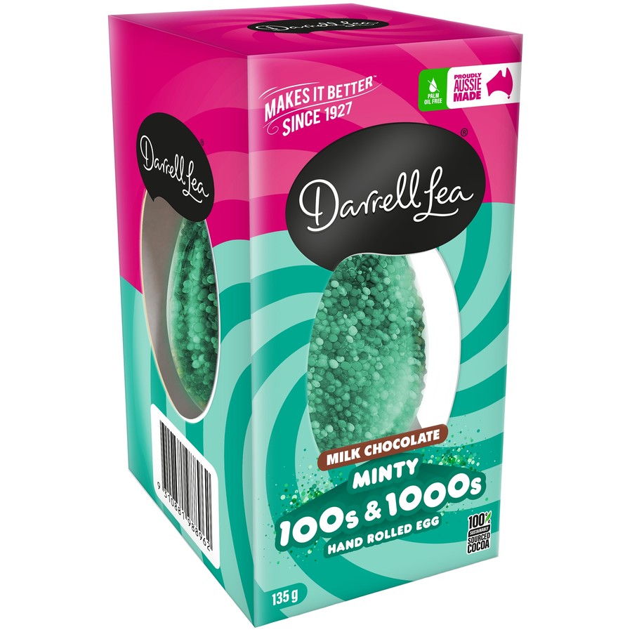 Darrell Lea Hand Rolled 100's and 1000's Milk Chocolate Mint Egg 135g ...