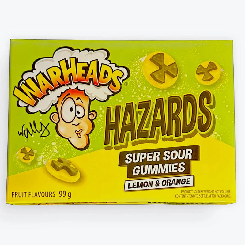 WARHEAD SOUR HAZARD BOX 99G 1 Warheads Hazards super sour gummies lemon and orange 99g box