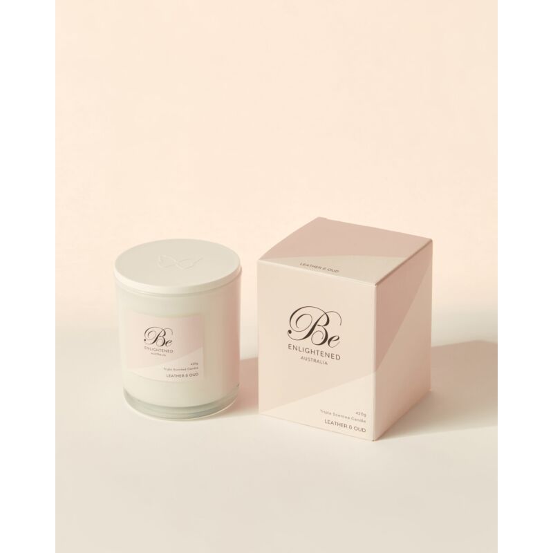 Leather & Oud Triple Scented Candle 420g 1 Leather & Oud Triple Scented Candle 420g