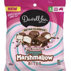 D/L Milk Choc Coconut Coated Marshmallow Bites 120g