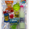 SweetsWorld personalised kids party lolly bag — holographic bag with 8 individually wrapped treats including Trolli Sea Critters, Warheads and a fizzy sherbet bottle