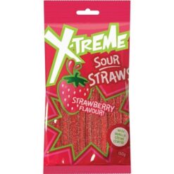 XTREME SOUR STRAWS STRAWBERRY 150G (12)