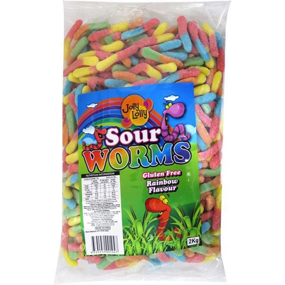 BIG LOLLY SOUR WORMS 2KG (1) 1 BIG LOLLY SOUR WORMS 2KG (1)