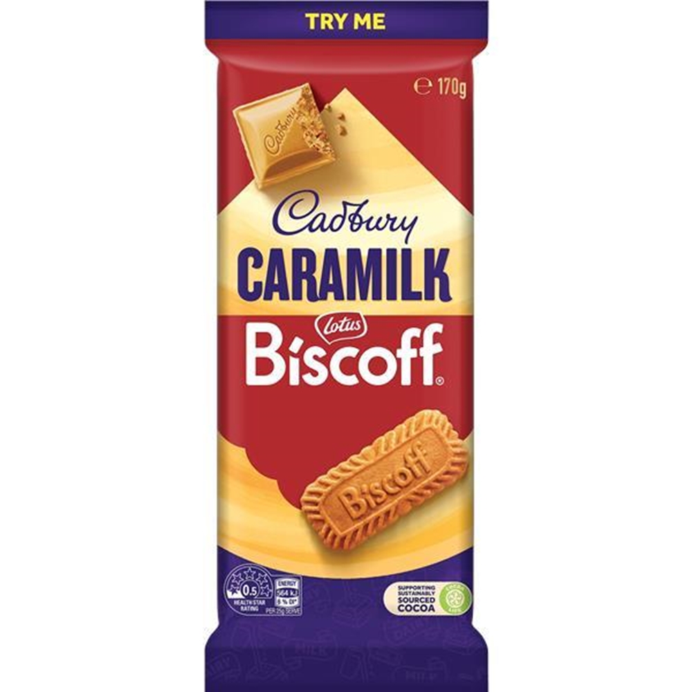 CADBURY CARAMILK BISCOFF BLOCK 180G (1) 1 CADBURY CARAMILK BISCOFF BLOCK 180G (1)