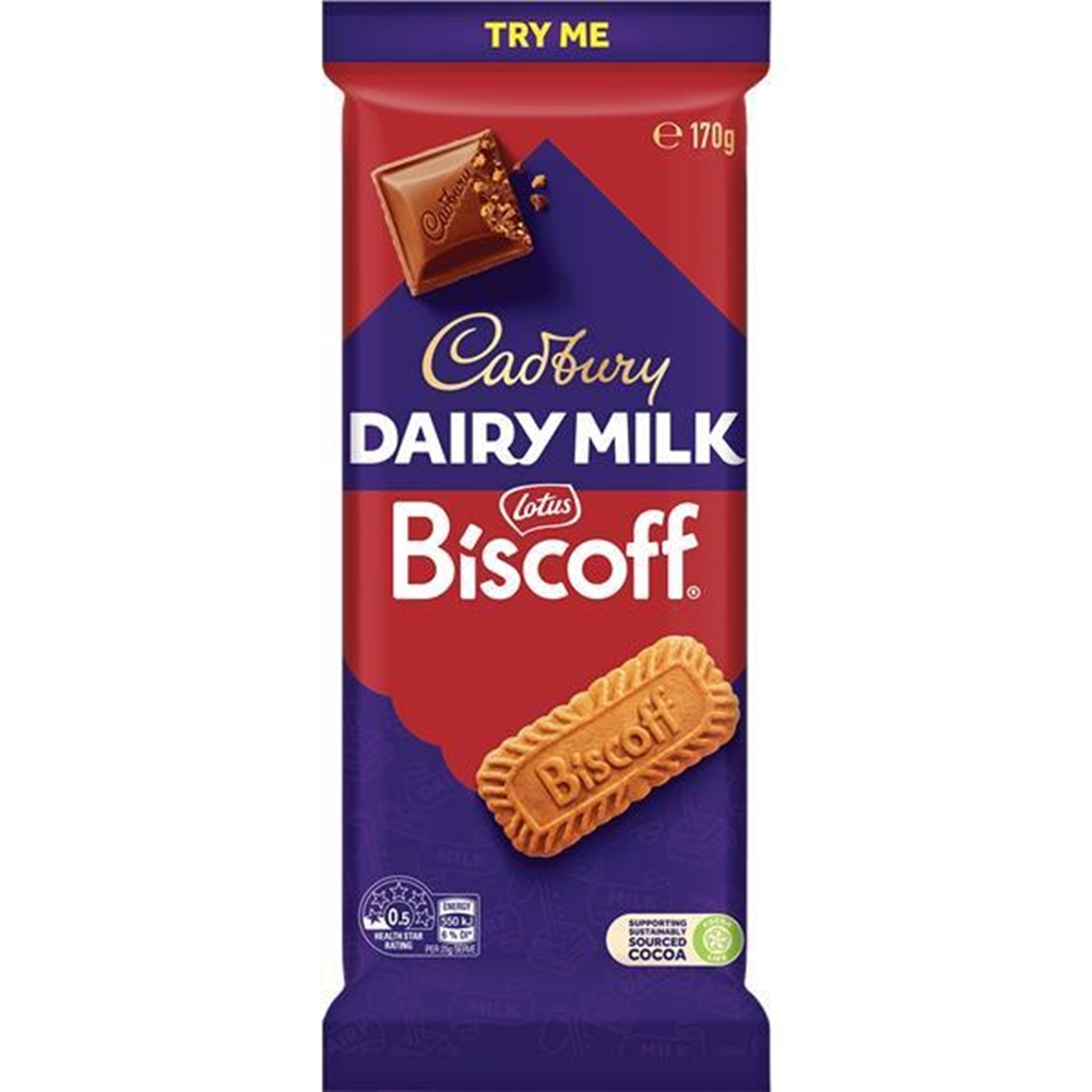 CADBURY DAIRY MILK BISCOFF BLOCK 180G (1) 1 CADBURY DAIRY MILK BISCOFF BLOCK 180G (1)
