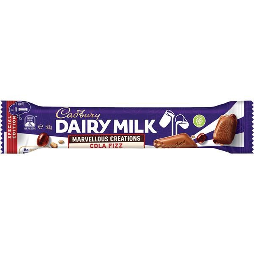 CADBURY DAIRY MILK COLA FIZZ 50G (48) 1 CADBURY DAIRY MILK COLA FIZZ 50G (48)