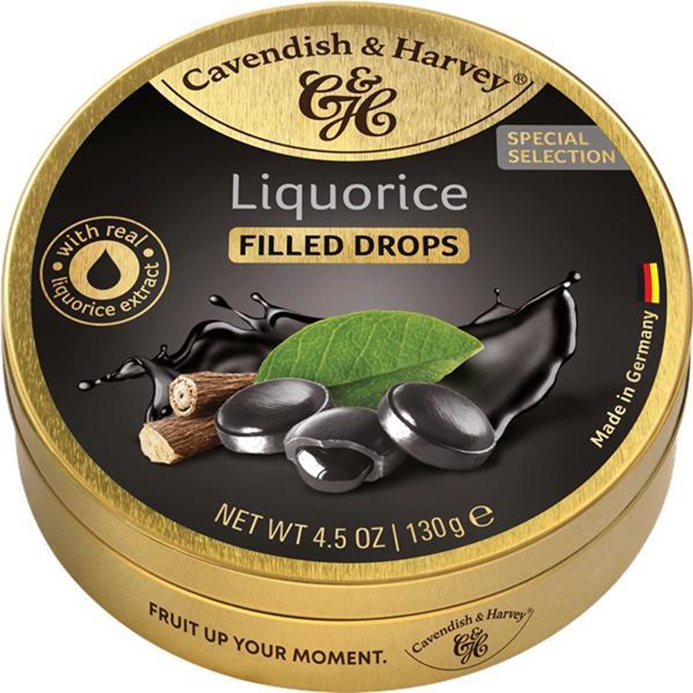 CAVENDISH & HARVEY LIQUORICE DROPS 130G (12) 1 CAVENDISH & HARVEY LIQUORICE DROPS 130G (12)