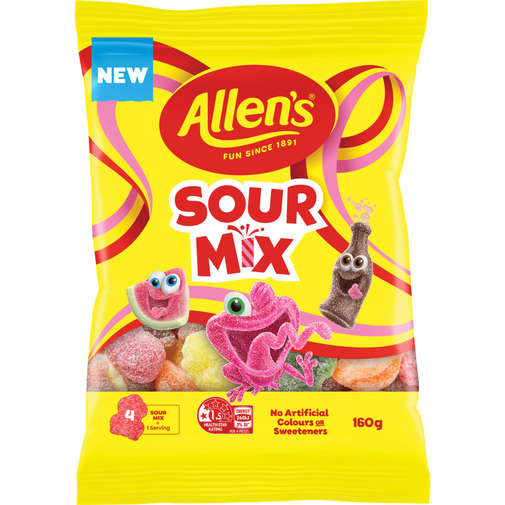 ALLENS SOUR PARTY MIX 160G (1) 1 ALLENS SOUR PARTY MIX 160G (1)