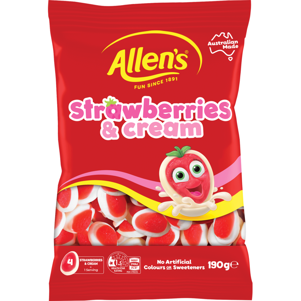 ALLENS STRAWBERRIES & CREAM 190G (1) 1 ALLENS STRAWBERRIES & CREAM 190G (1)