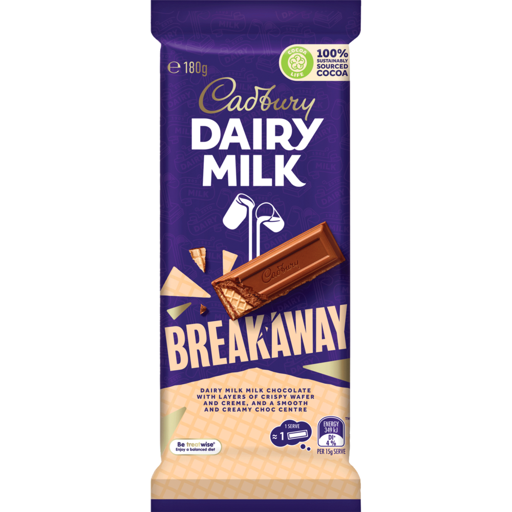 CADBURY BREAKAWAY BLOCK 180G (1) 1 CADBURY BREAKAWAY BLOCK 180G (1)