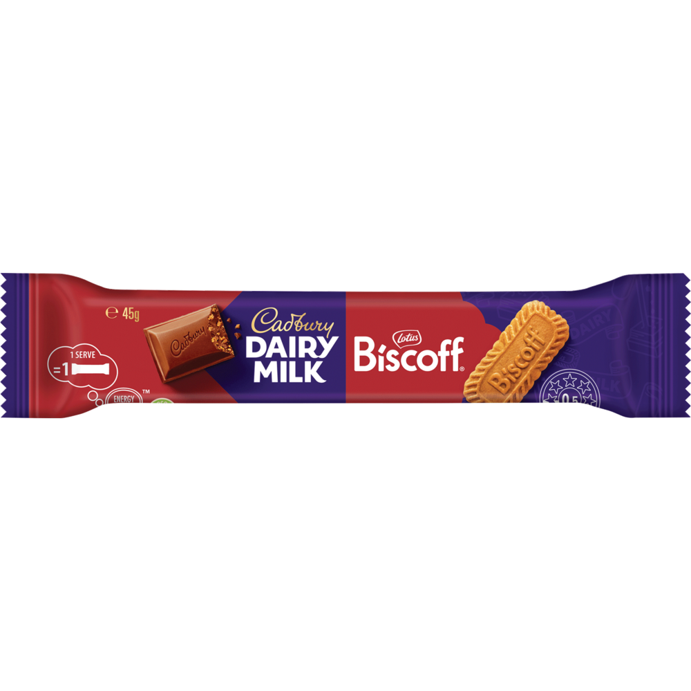 CADBURY DAIRY MILK BISCOFF BAR 45G (48) 1 CADBURY DAIRY MILK BISCOFF BAR 45G (48)