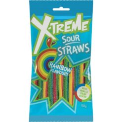 XTREME SOUR STRAWS RAINBOW 150G (12)