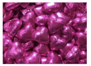 MILK CHOC HEARTS HOT PINK 500G