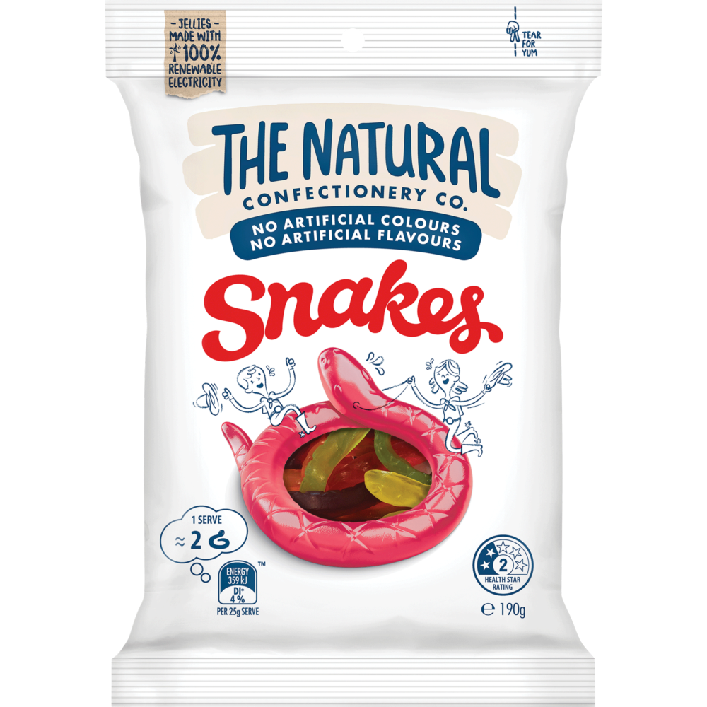 Natural Confectionery Co. Snakes 190g (Box of 12) 1 Natural Confectionery Co. Snakes 190g (Box of 12)