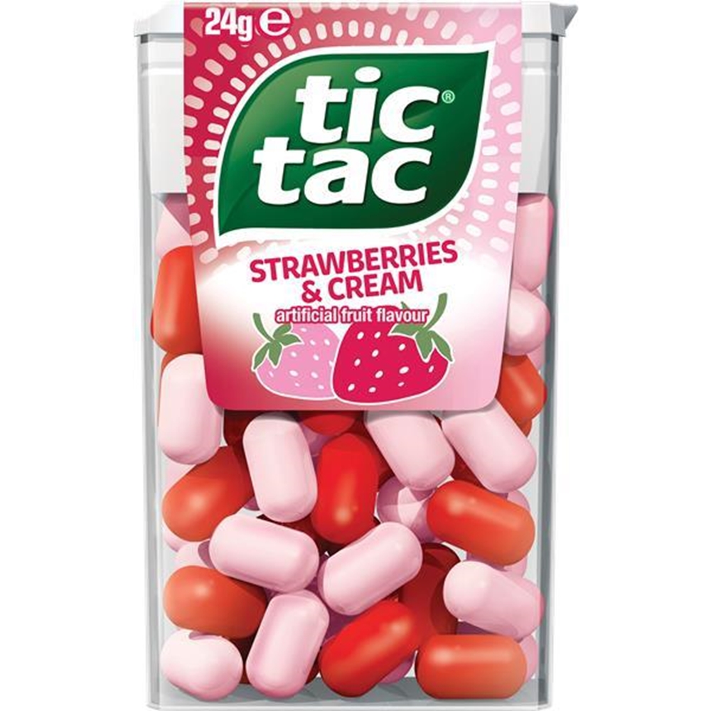 Tic Tac Strawberries & Cream 24g (Box of 24) 1 Tic Tac Strawberries & Cream 24g (Box of 24)