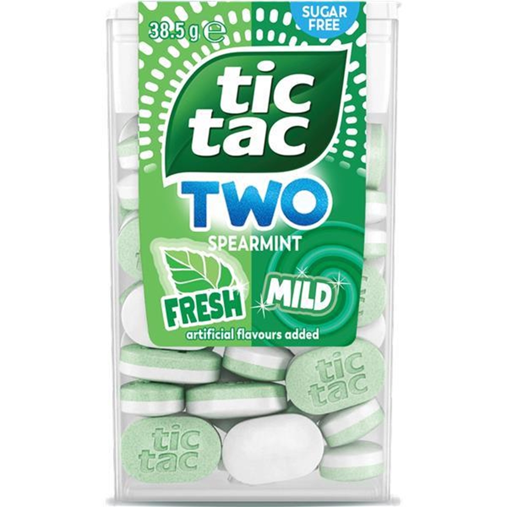 Tic Tac Two TT Spearmint 38.5g (Box of 16) 1 Tic Tac Two TT Spearmint 38.5g (Box of 16)