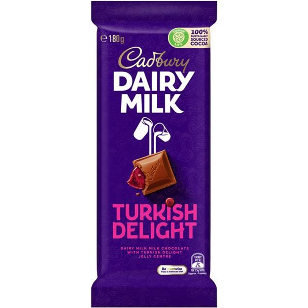 Cadbury Turkish Delight Block 180g 1 Cadbury Turkish Delight Block 180g