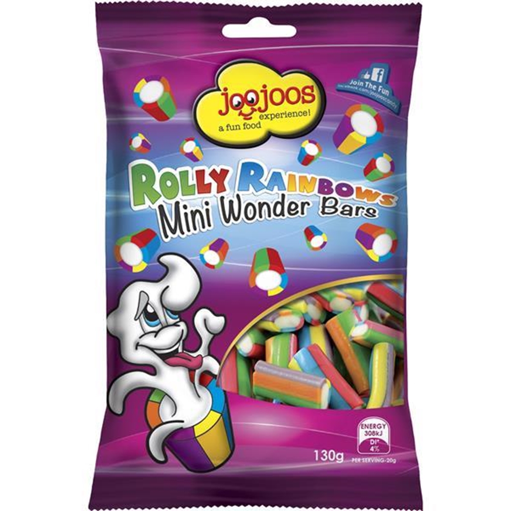 JooJoo Roll Rainbow Wonder Bar 130g (Box of 12) 1 JooJoo Roll Rainbow Wonder Bar 130g (Box of 12)