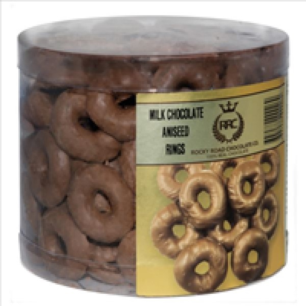 Milk Chocolate Aniseed Ring Tub 1.5kg 1 Milk Chocolate Aniseed Ring Tub 1.5kg