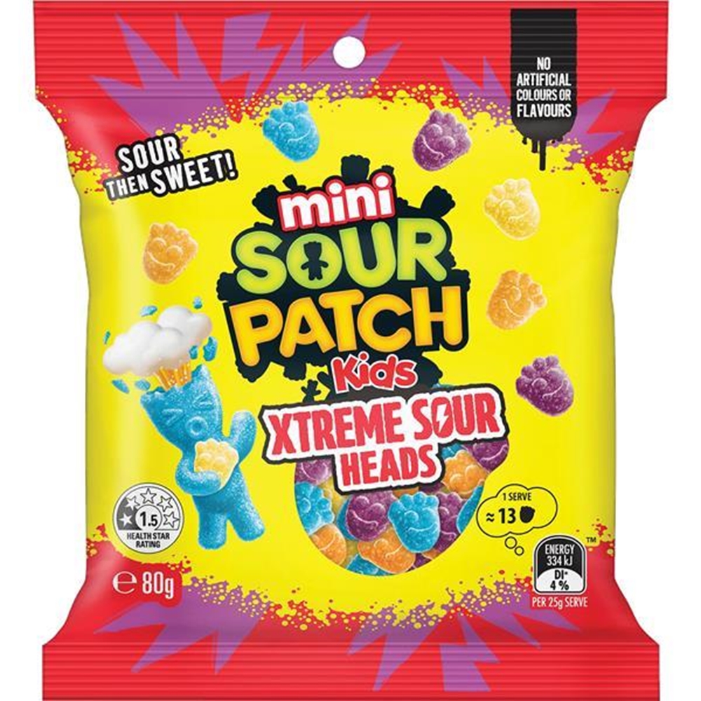 Sour Patch Kids Mini Xtreme Sour Heads 1 Sour Patch Kids Mini Xtreme Sour Heads