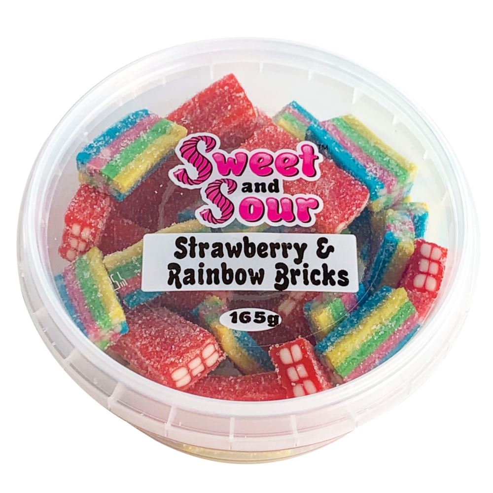 Sweet & Sour Strawberry & Rainbow Bricks 165g 1 Sweet & Sour Strawberry & Rainbow Bricks 165g