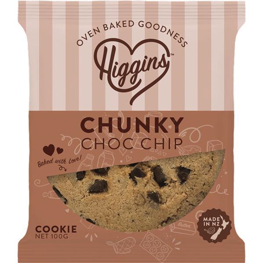 Mrs Higgins Cookies Chunky Chocolate Chip 100g 54 Pack (Box of 54) 1 Mrs Higgins Cookies Chunky Chocolate Chip 100g 54 Pack (Box of 54)