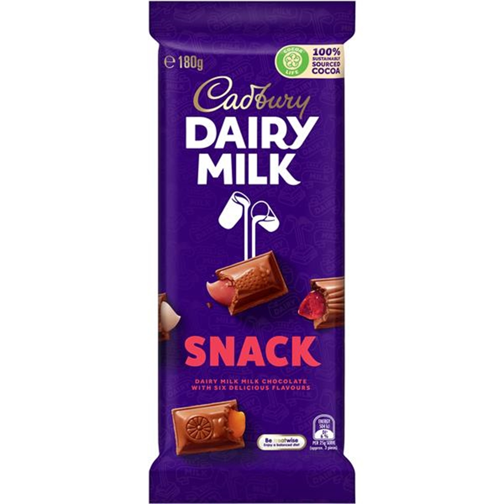 Cadbury Snack Block 180g (Box of 15) 1 Cadbury Snack Block 180g (Box of 15)