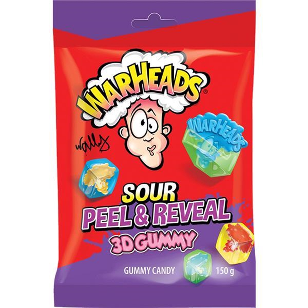 Warheads Peel & Reveal Bag 150g (Box of 12) 1 Warheads Peel & Reveal Bag 150g (Box of 12)