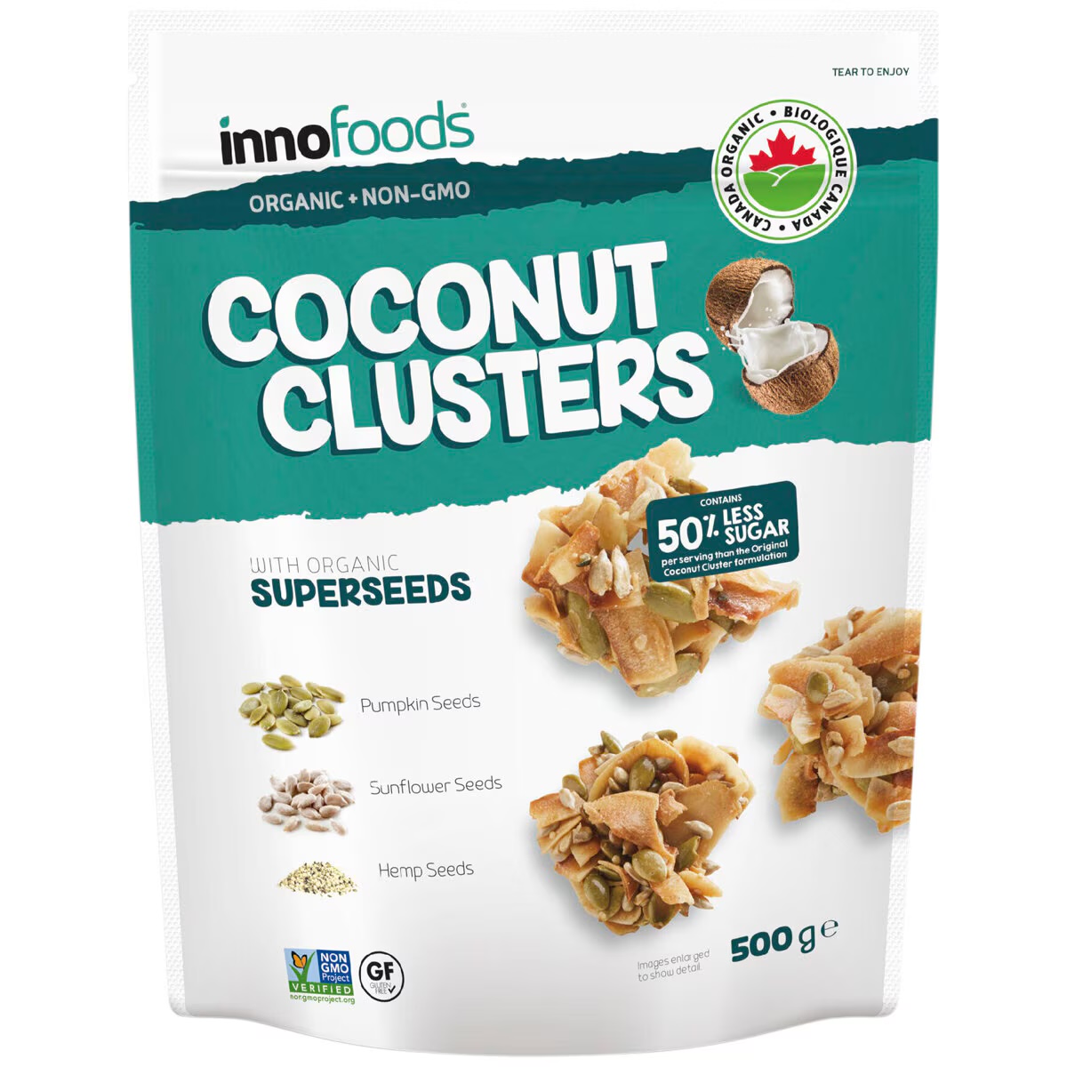 Innofoods Organic Coconut Clusters with Super Seeds 500g 1 Innofoods Organic Coconut Clusters with Super Seeds 500g