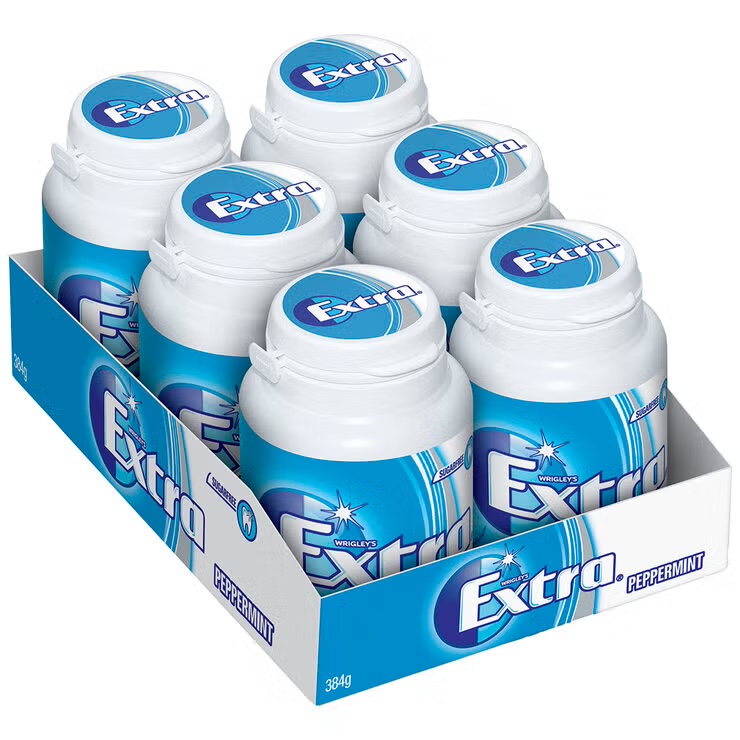 Wrigley's Extra Sugarfree Peppermint Gum 6 x 64g Bottle 1 Wrigley's Extra Sugarfree Peppermint Gum 6 x 64g Bottle