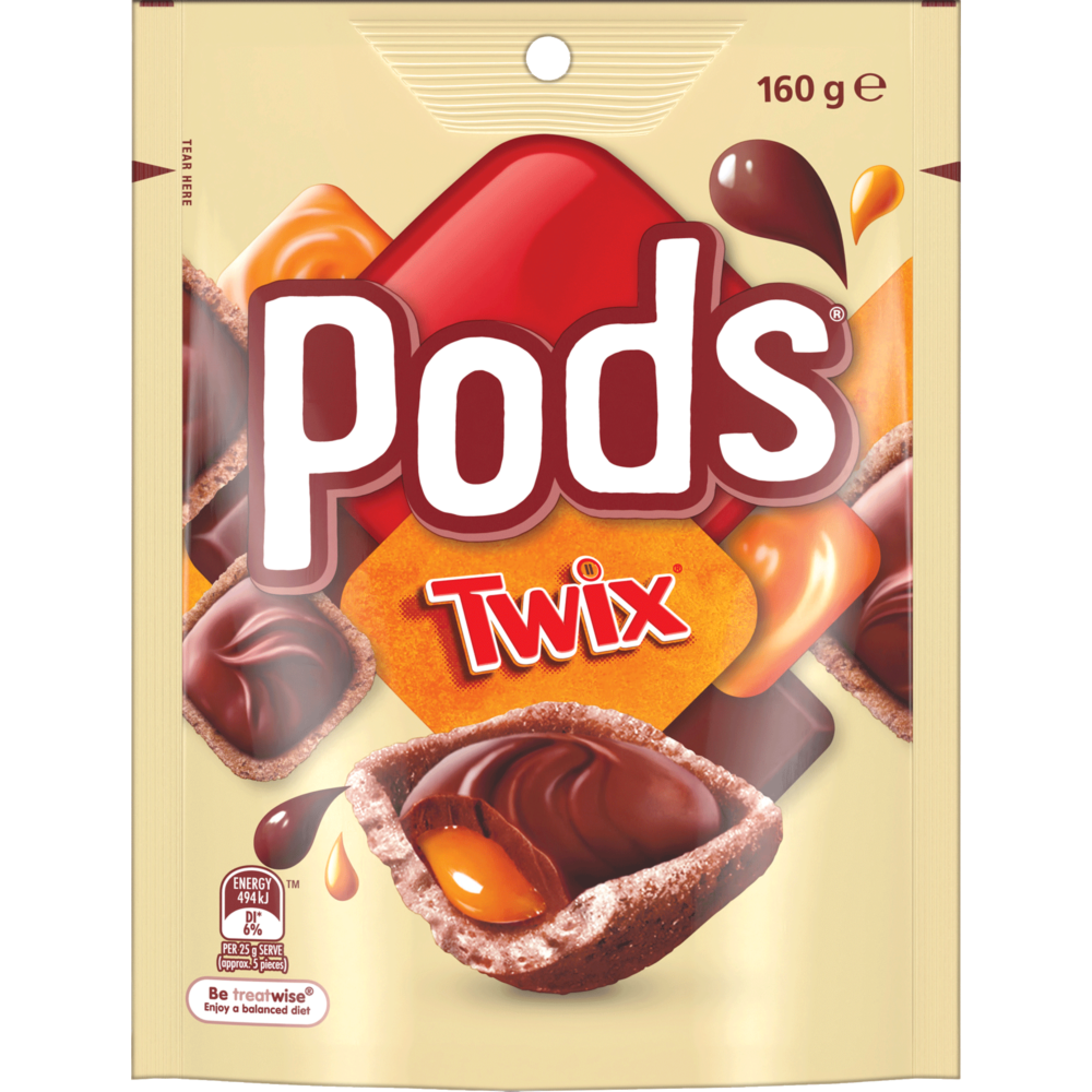 Twix Pods Bag 160g (Box of 15) 1 Twix Pods Bag 160g (Box of 15)