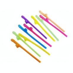 ADULT WILLIE SIPPING COLOURED STRAWS 10 PIECES