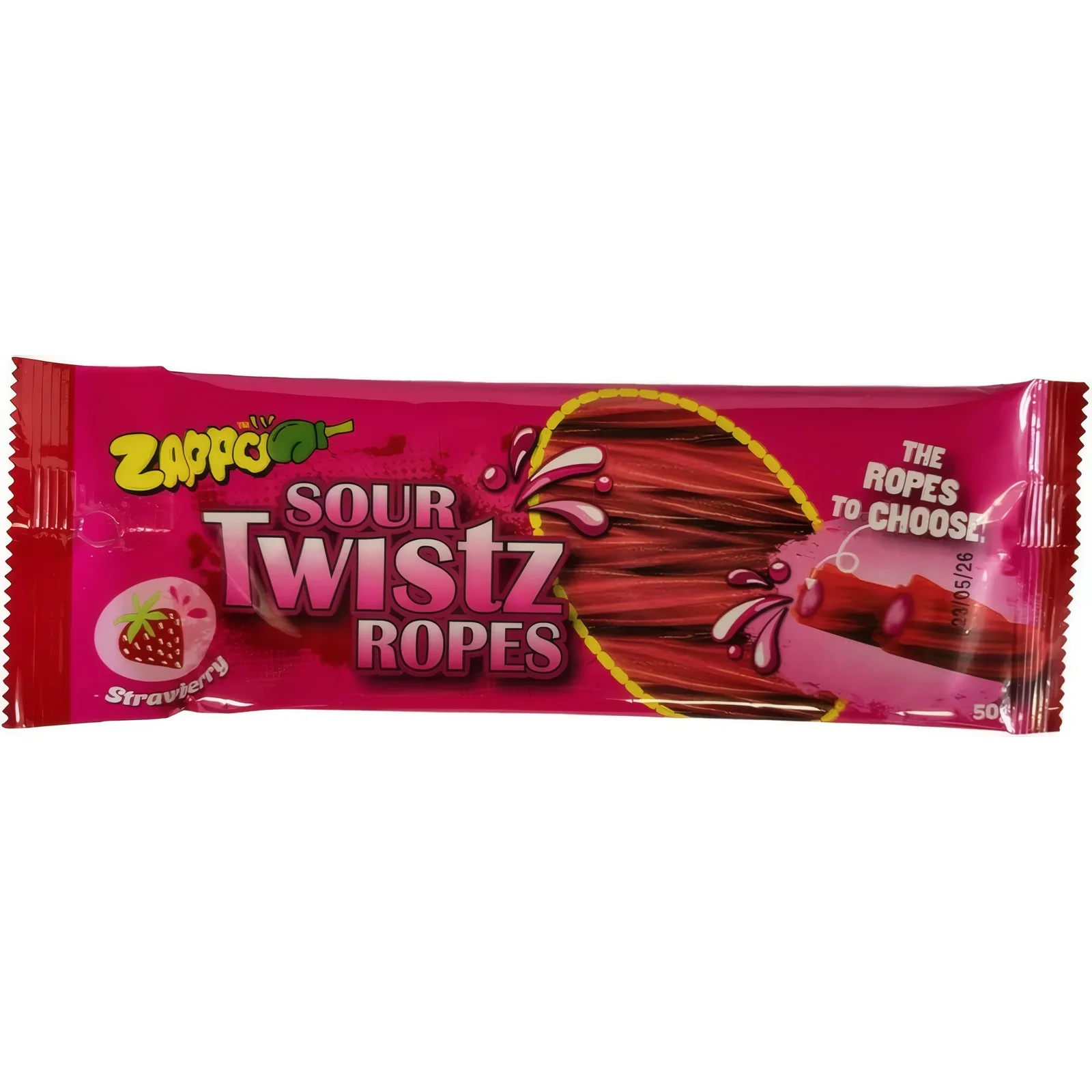ZAPPO STRAWBERRY ROPES 50g 1 ZAPPO STRAWBERRY ROPES 50g