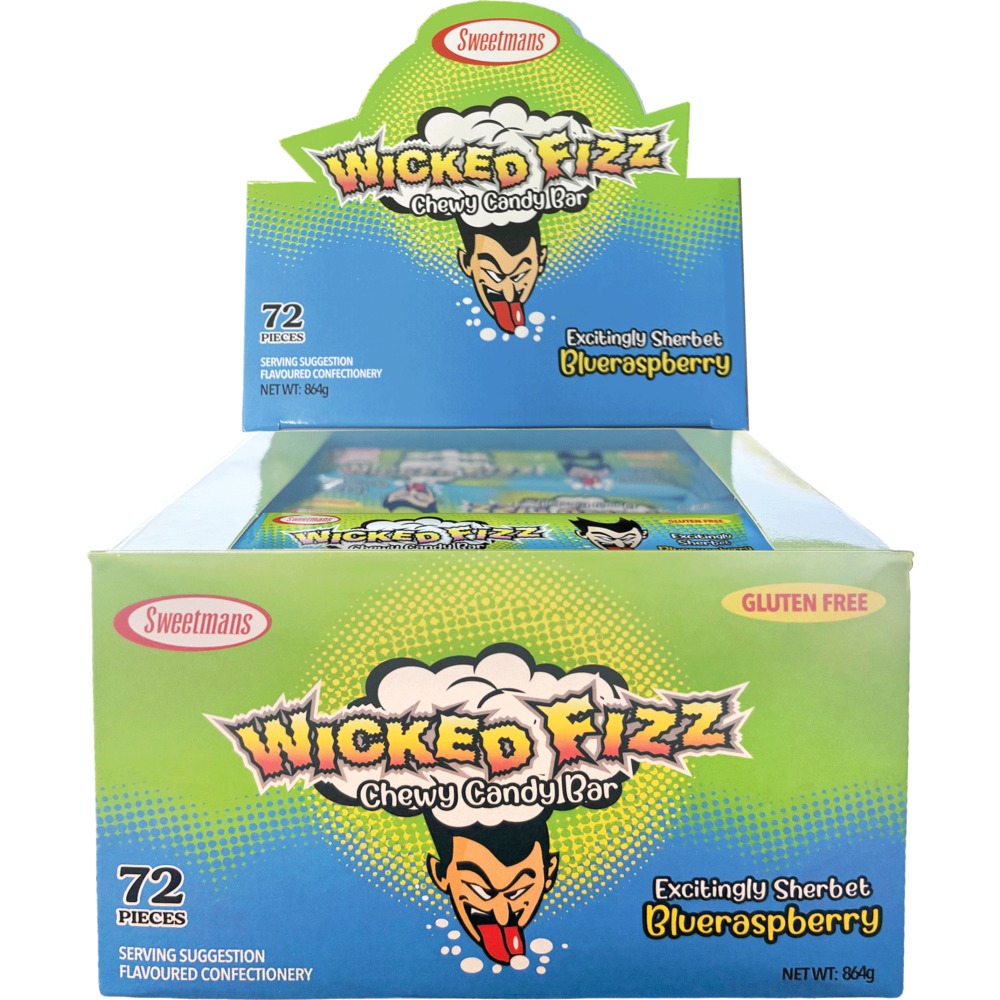 Wicked Fizz Blue Raspberry Chews box 72 1 Wicked Fizz Blue Raspberry Chews box 72